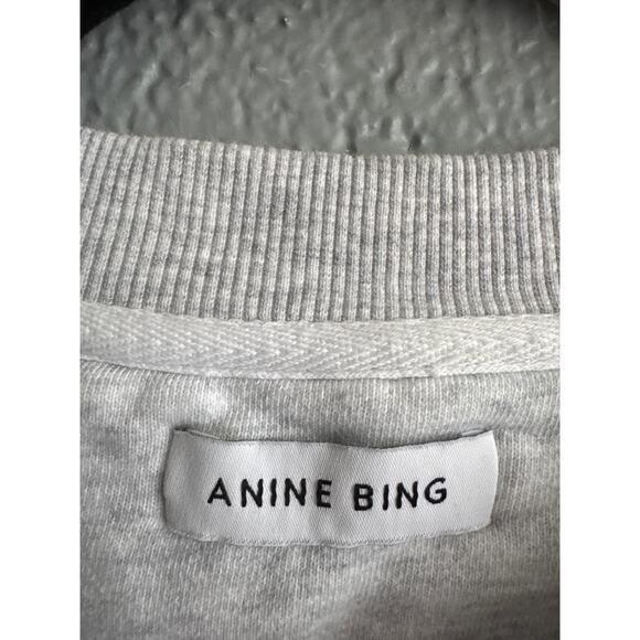 Women's Anine Bing Tyler Oversized Crewneck Varsity Sweatshirt size L in Gray - Picture 4 of 7